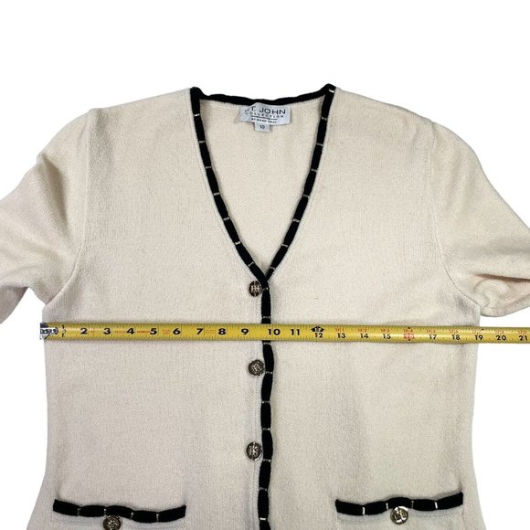 VTG St. John Collection Cream Knit Duster Cardigan Sweater- USA- Womens Size 10 - Picture 11 of 12